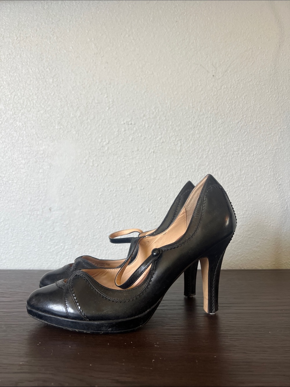 Nike Black Leather Mary Jane High Heel Pumps